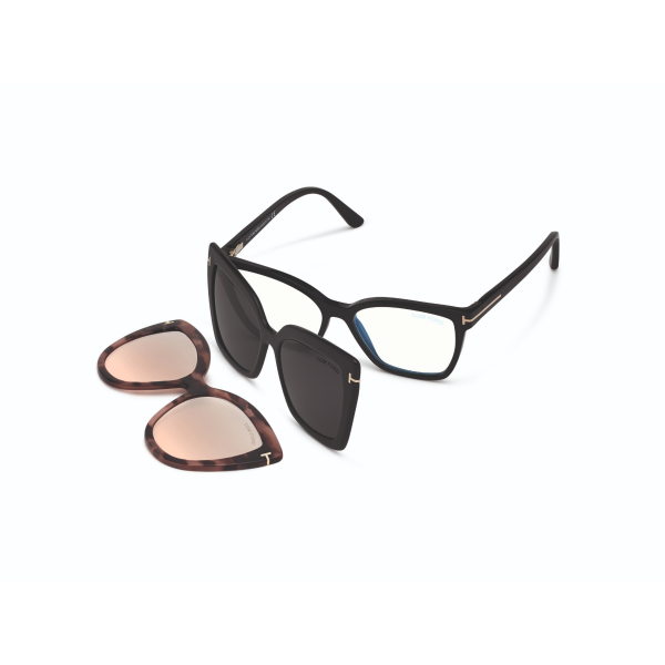 FT 5641-B 001 53 Tom Ford Çift Klipsli (Clip-On) Güneş Gözlüğü