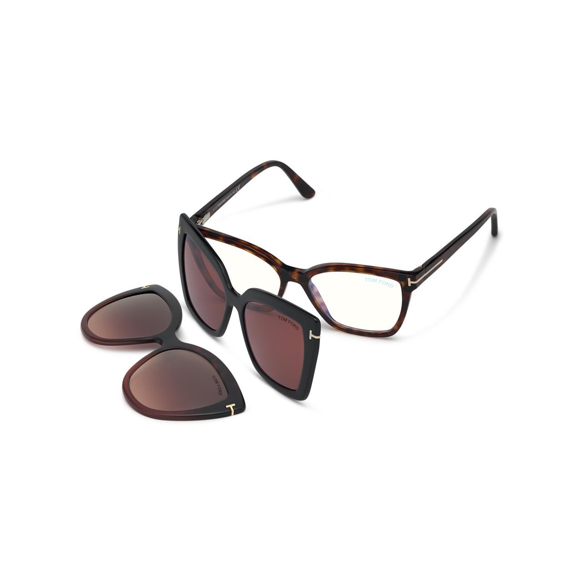 FT 5641-B 054 53 Tom Ford Çift Klipsli (Clip-On) Güneş Gözlüğü