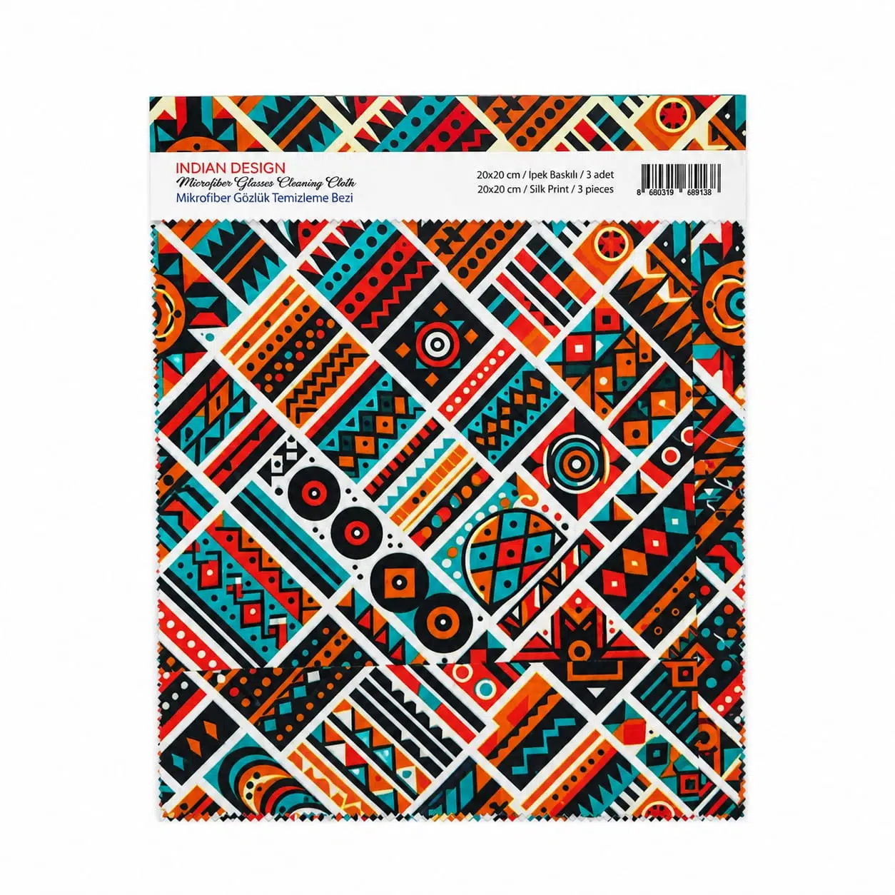 Indian Design 3’lü 20x20 cm Tam Dijital İpek Baskılı Mikrofiber Gözlük Temizleme Bezi